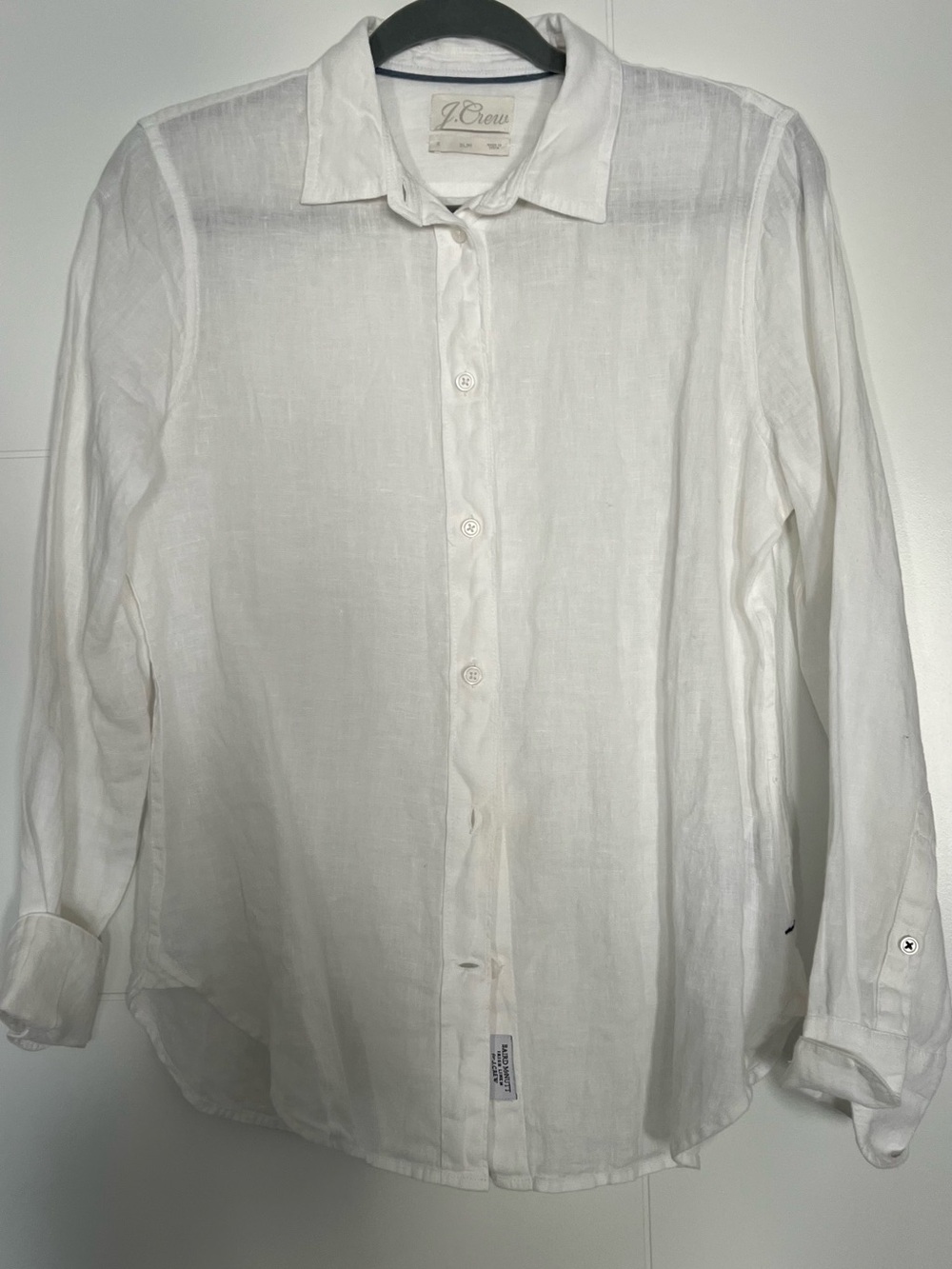 J. Crew White Linen Button-Down Shirt